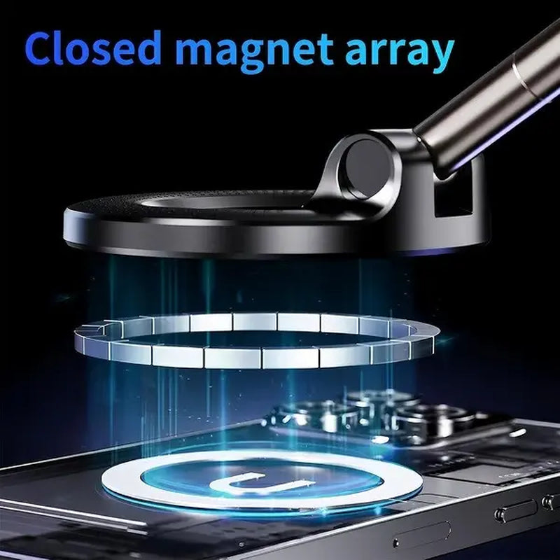 【Fathersdaygift】Guccqueen 2.0 Foldable Magnetic Car Phone Mount - 20 N52 Magnets, Vacuum Suction Cup with Heat-Resistant Nano-Adhesive Base for Magsafe Phones, Cars, Tools and Gadgets