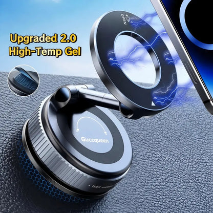 【Fathersdaygift】Guccqueen 2.0 Foldable Magnetic Car Phone Mount - 20 N52 Magnets, Vacuum Suction Cup with Heat-Resistant Nano-Adhesive Base for Magsafe Phones, Cars, Tools and Gadgets